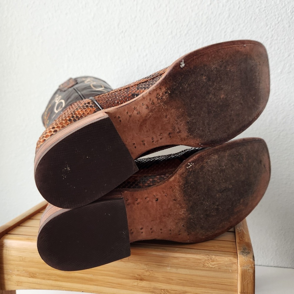 VTG El Dorado Python Western Cowboy Boots US 10.5 handmade León Mexico Muñoz - Picture 11 of 16